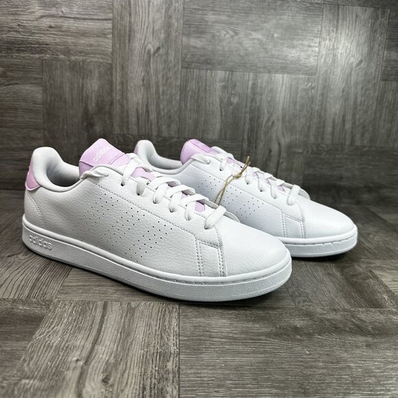 Adidas Advantage Women's size 9.5 White Bliss Lilac Leather Casual Shoes - Picture 5 of 8